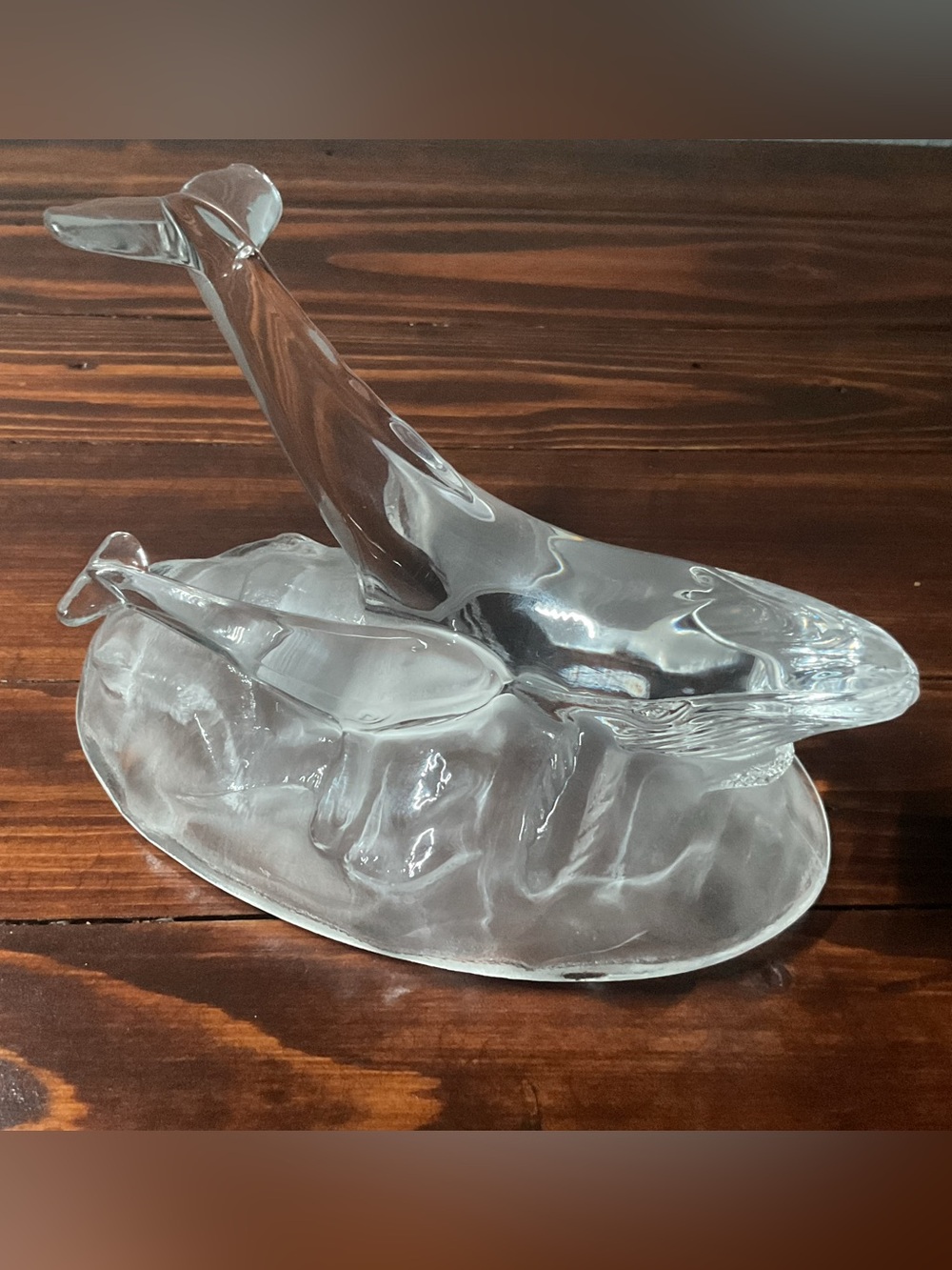 Vintage Crystal Art Glass Whale Calf Baby Figure Cristal D'Arques Small Statue